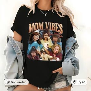 Black 'Mom Vibes' Graphic T-Shirt